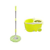 MOP Spinning and Bucket Cleaning Set Hangable Hand Pressure Separable Green Dual Drive Head2