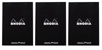 Rhodia Classic Black Notepad dot - 3-3/8 in. x 4-3/4 in, Pack of 3