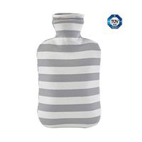 Khemn 2L 100% Explosion-Protection Odorless Hot Water Bottle with Organic-Cotton Cover, Great for Hot and Cold Therapy, German TÜV Certification (Grey)