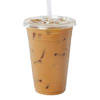 [50 Pack] 20 oz BPA Free Clear Plastic Cups With Flat Slotted Lids for Iced Cold Drinks Coffee Tea Smoothie Bubble Boba, Disposable, Large Size