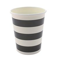 Youmewell Disposable Paper Cups Black Striped 36 Count
