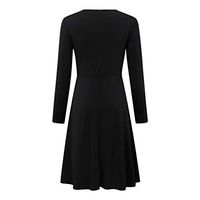 Smoxx Women's Floral Print Long Sleeve Contrast Paneling Dress Modest Work Midi Floral Print Color Block Patchwork Midi Dress