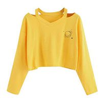 FRC0LT Hoodies, Womens Kawaii Clouds Printing Long Sleeve Casual Sweatshirt Pullover (S, Planet Yellow)