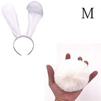 Rabbit Ear+T-ail Soft Happy for Game and Party Princess Silicone r (10 Speed),White-M