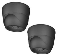 Dummy Fake Security CCTV Dome Camera 1 Flashing Red LED Light with Security Alert Sticker Decals (SD-2B) by WALI, 2 Pack, Black
