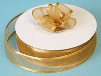 Tableclothsfactory 7/8" Satin Edge Organza-Gold