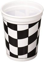 Creative Converting 110546316 Printed Plastic Cup, 16 oz, Black/White