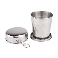 Meet&sunshine Stainless Steel Camping Folding Cup, with Keychain Traveling Outdoor Hiking Portable Cup (M)