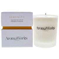 AromaWorks Serenity Soy Wax Candle - Lemongrass, Neroli and Sweet Geranium Aromas - Uplift, Balance & Focus - Natural, Vegan, Cruelty Free - Small 2.64oz