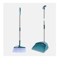 Broom and Dustpan With Long Handle Telescopic Up Non-stick Hair Extra Long Handle Rotatable Broom And Dustpan Windproof Stainless Steel Rod Broom Set Home Kitchen Room Schools Garden Clea