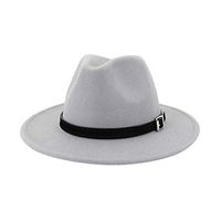 Aniywn Men & Women Vintage Top Hat Wide Brim Floppy Hat Fedora Hat with Belt Buckle (Light Gray)