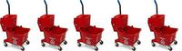 Carlisle 3690805 Commercial Mop Bucket With Side Press Wringer, 26 Quart Capacity, Red (5-(Pack))