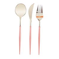 Disposable Plastic Utensils | Plastic Cutlery Set for Parties |20cm Plastic Cutlery Spoon Gold-Plated Silver-Plated Black Three-Piece Disposable Tableware - 5 Sets,5 Spoons 5 Knives 5 Forks (C)