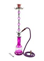 1 Hose Hookah 36" Tall Star Design Two Tone Glass Vase Complete Set Shisha w/Box (Purple)