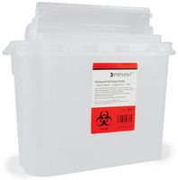 McKesson Prevent Sharps Containers 5.4 Quart (11H X 12W X 4.75D Inch) 2-Piece - Clear Base with Horizontal Entry Lid - Case of 20