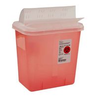 Covidien 89671 Multi-Purpose Sharps Containers with Horizontal-Drop Opening Lid, 2 gal Capacity, 12.75" Height x 7.25" Depth x 10.5" Width, Transparent Red (Pack of 20)