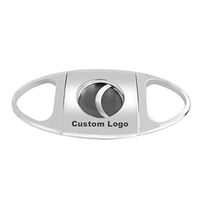 Personalised Cigar Cutter Stainless Steel Double Blade Guillotine Cigar Scissors Engraving Logo (Silver)