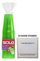 SOLO 16oz Disposable Plastic Cups Ultra Colors With Name Stickers (Green Keylime)