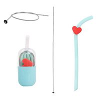 Silicone Reusable Drinking Straws, Collapsible Straws with Carrying Cases and Cleaning Brushes, BPA Free, FDA Approved, Portable for Traveling,Home,Office(Green)