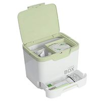 Sundale Childproof Medicine Box with Separate Compartment, Drawer and Portable Handle/Prescription Pill Case/Family Travel First Aid Kit/Drug Storage Organizer/9.8"x7.87"x7.87", Green