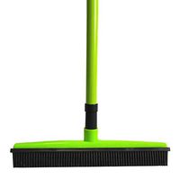 ECYC Long Handle Push Broom Rubber Bristles Squeegee Edge Handbroom Pet Carpet Cleaner, Green