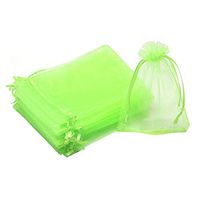 Dealglad 50pcs Drawstring Organza Jewelry Candy Pouch Christmas Wedding Party Favor Gift Bags (3.5x4.5", Light Green)