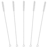 GFDesign Drinking Straw Cleaning Brushes Set 10" Extra Long 10mm Extra Wide Pipe Tube Cleaner Nylon Bristles Stainless Steel Handle - 10" x 3/8" (10mm) - Set of 5