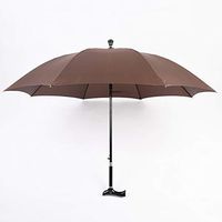 Huapa 2 in 1 Crutches Umbrella Straight Crutch 8 Bone Walking Stick Umbrella Waterproof/Windproof(Brown)
