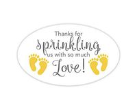 Oval Baby Shower Stickers, Thanks for Showering us, Girl Boy and Gender Neutral Shower Stickers (#681-2-YL-OV)