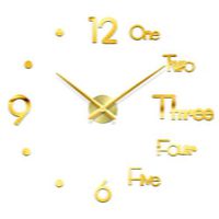 heavKin Creative DIY Wall Clock 3D Mirror Surface Wall Sticker Clock Home Office Decor (Gold, 70~120cm)