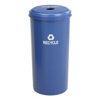 Safco 9632BU Tall Recycling Receptacle for Cans Round Steel 20gal Recycling Blue