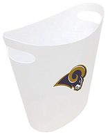 New! 2 Gallon Slim Style Wastebasket in a White Plastic Finish That Features Your Choice of a Football Team Logo and a Free Trash Can Liner! (Rams)