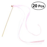 SUPVOX 20Pcs 20 Pack Ribbon Wands Wedding Streamers with Bells, Silk Fairy Stick Wand Party Favors for Party Activities Baby Shower Holiday Celebration (Pink)