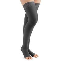 Thigh High Compression Stockings, Moderate (15-20 mmHg), Open Toe - Made in USA, Black, Medium - Made in The USA