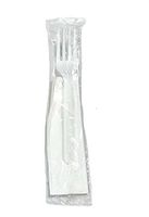 BioGreenChoice Compostable Fork w/Napkin 6in | Plastic Wrapped Fork | Compostable Fork w/Napkin for Wedding, Catering & Parties | Pack of 1000 (Fork Size - 6 inches, Napkin Size - 6 x 9 inches)