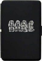 100mm 'Four Monkeys' ((Hear No Evil, See No Evil, Speak No Evil, Up to Evil) Black Cigarette Case/Stash Holder