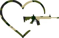 hBARSCI Love Guns Vinyl Decal - 5 Inches - for Cars, Trucks, Windows, Laptops, Tablets, Outdoor-Grade 2.5mil Thick Vinyl - Camo Print