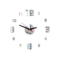 MG554zy0 3D Acrylic Mirror Effect Wall Clock DIY Sticker Mural Decal Home Bedroom Decor 3D Acrylic Mirror Effect Wall Clock DIY Sticker Mural Silver