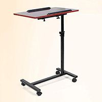 JOEPET Overbed Table with Castors, Adjustable Multi-Purpose Portable Computer Movable Desk with Wheels, Medical Over Bed Tray Table, Fully Adjustable Bed and Chair Table,A