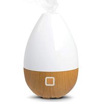 SHARPER IMAGE Essential Oil Aromatherapy Mist Diffuser, 6 Ounce Capacity, Faux Light Wood Base & White Top