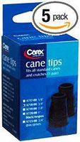 Carex Cane Tips, Standard, Natural Rubber, Black, 3/4", Pack of 5