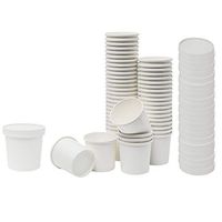 Paper Soup and Ice Cream Cups, with Ventilation lids, for Hot or Cold Food, Party Supplies Treat Cup (50 Count, White) (16 oz)
