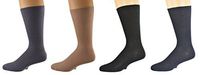 Sierra Socks Men's Diabetic Cotton Dress Casual Crew Ribbed Smooth Toe M11 Assorted (Black/Gray/Navy/Khaki))
