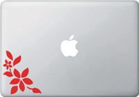 Yadda-Yadda Design Co. Plumeria - Design 1 - MacBook or Laptop Vinyl Decal - Copyright (3.5" w x 4" h) (Left) (Color Variations Available) (Red)