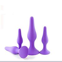 Anale Training Toys for Beginner 4 pcs Smooth Silicone Anales Set for Women Men Game Role Play (Blue)
