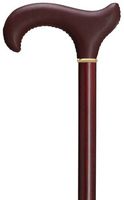 Unisex Genuine Leather Covered Derby Cane, Burgundy  -Affordable Gift! Item #DHAR-9766504