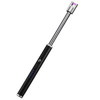 smallwoodi USB Lighter,Arc Lighter 360 Degree Rotating Long Electric Rechargeable USB Kitchen Lighter Windproof Electronic Cigarette Lighter Plasma Pulse Arc Grilling Flameless Lighter Black