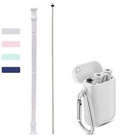 FRSWAY Reusable Silicone Collapsible Straws Portable Drinking Straw with Carrying Case and Cleaning Brush, BPA Free (Gray)