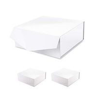 MALICPLUS 3 Gift Boxes 1０x1０x4 Inches, Square Large Gift Boxes with lids, Bridesmaid Proposal Boxes, Sturdy Boxes Storage Boxes Collapsible Magnetic Closure Gift Boxes (Glossy White Embossing)
