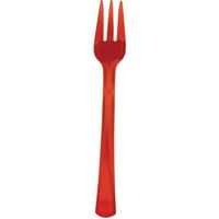 Club Pack of 144 Transparent Red Premium Heavy-Duty Plastic Mini Party Forks